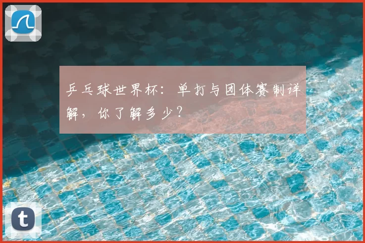 乒乓球世界杯：单打与团体赛制详解，你了解多少？
